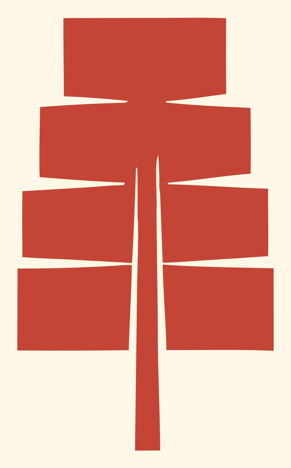 Bold Feather Stacked Badge #fff8e7/#c44536