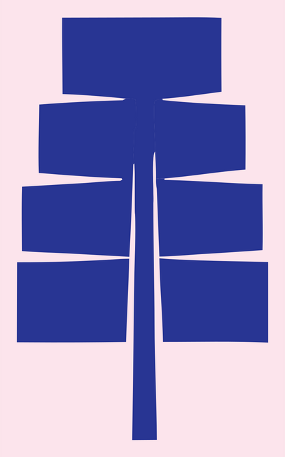 Bold Feather Stacked Badge #fce4ec/#283593
