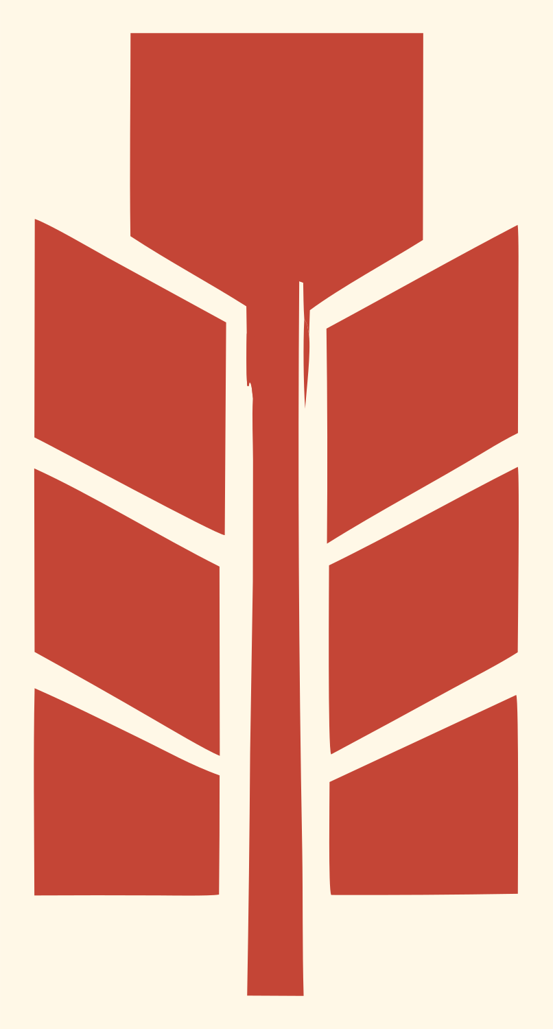 Geometric Feather Panel Crest #fff8e7/#c44536