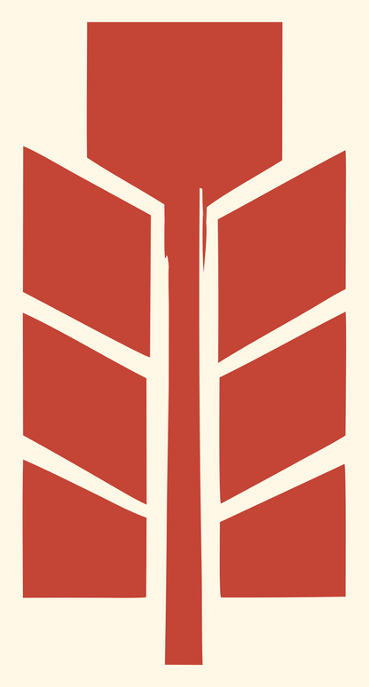Geometric Feather Panel Crest #fff8e7/#c44536