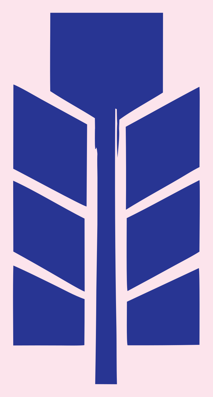 Geometric Feather Panel Crest #fce4ec/#283593