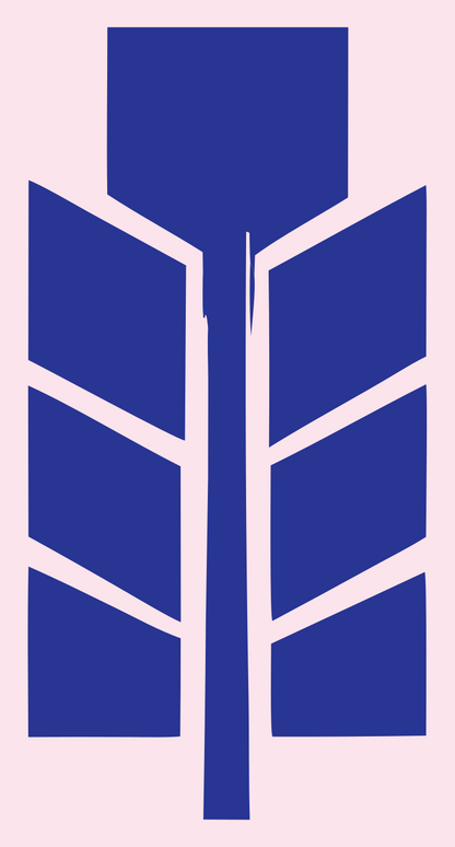 Geometric Feather Panel Crest #fce4ec/#283593