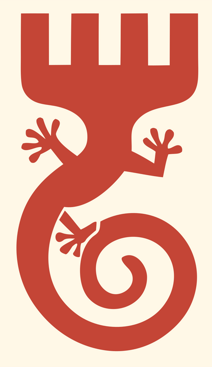Tribal Gecko Spiral Emblem #fff8e7/#c44536