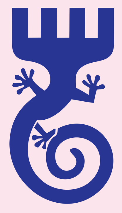 Tribal Gecko Spiral Emblem #fce4ec/#283593