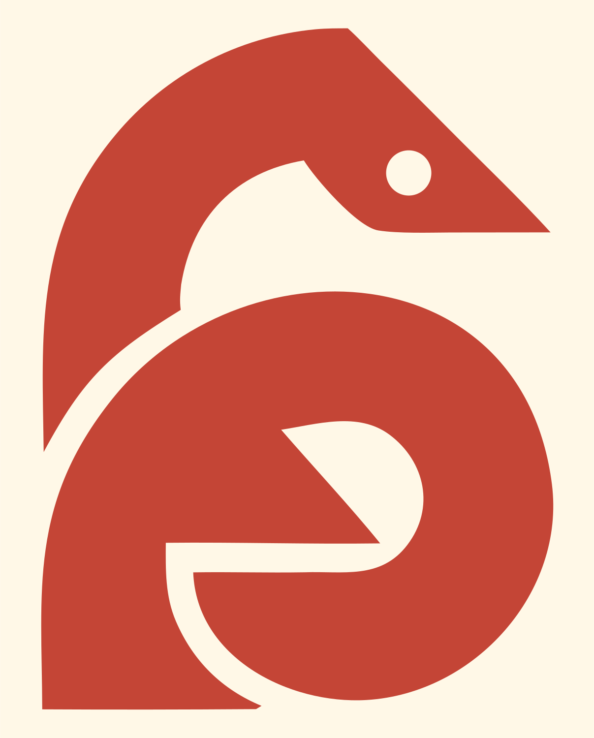 Geometric Gecko Coil Mark #fff8e7/#c44536