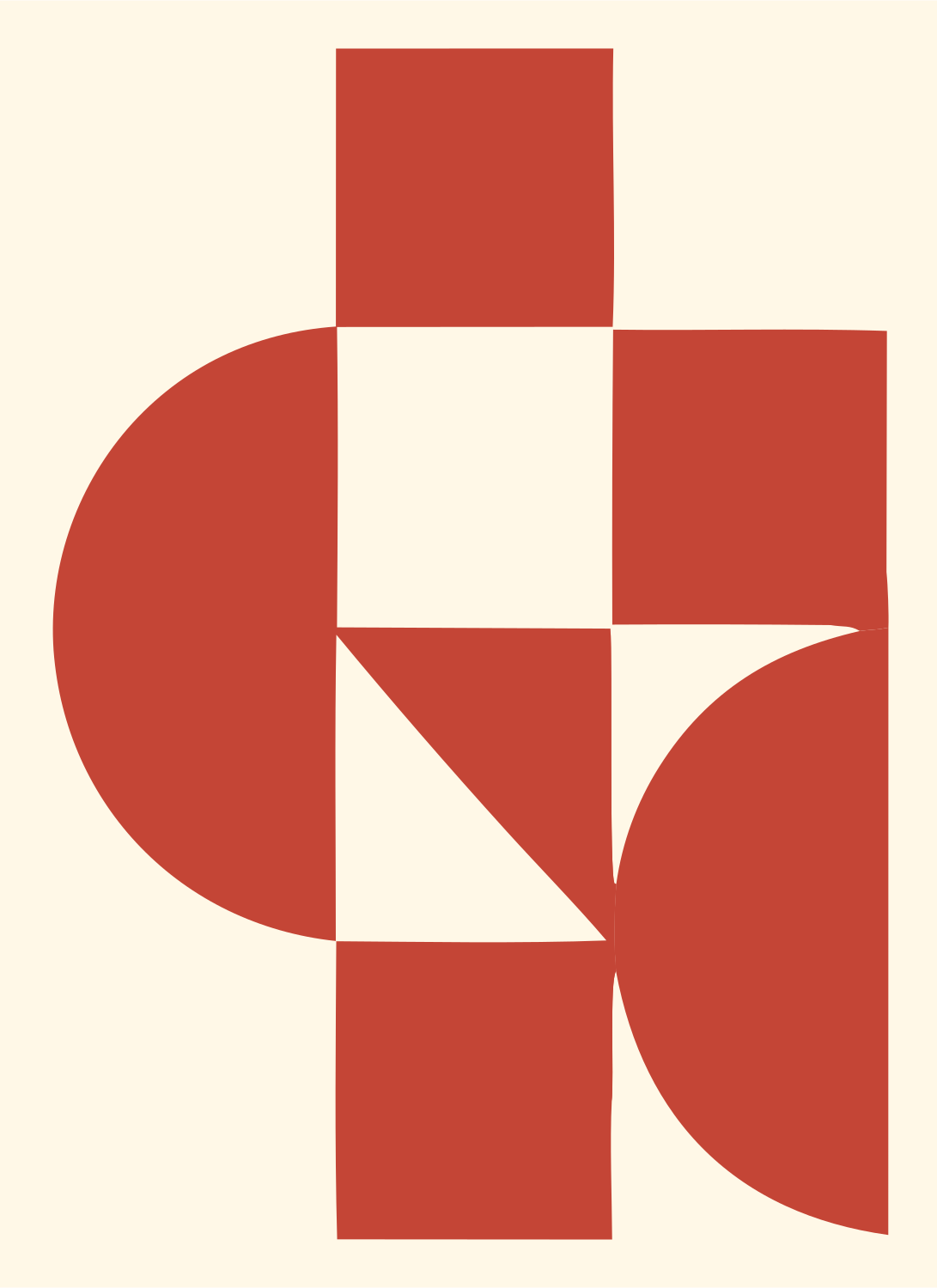 Bauhaus Gecko Grid Mark #fff8e7/#c44536