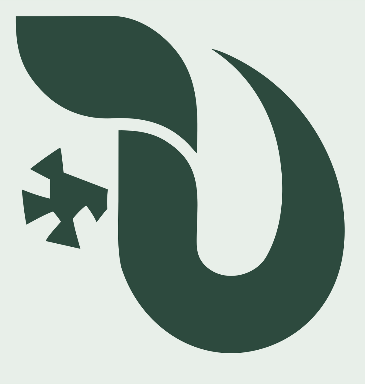 Negative Space Gecko Tail Logo #e8efe9/#2d4a3e