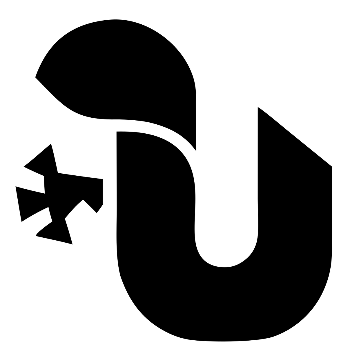 Gecko U-Shape Silhouette Logo #ffffff/#000000