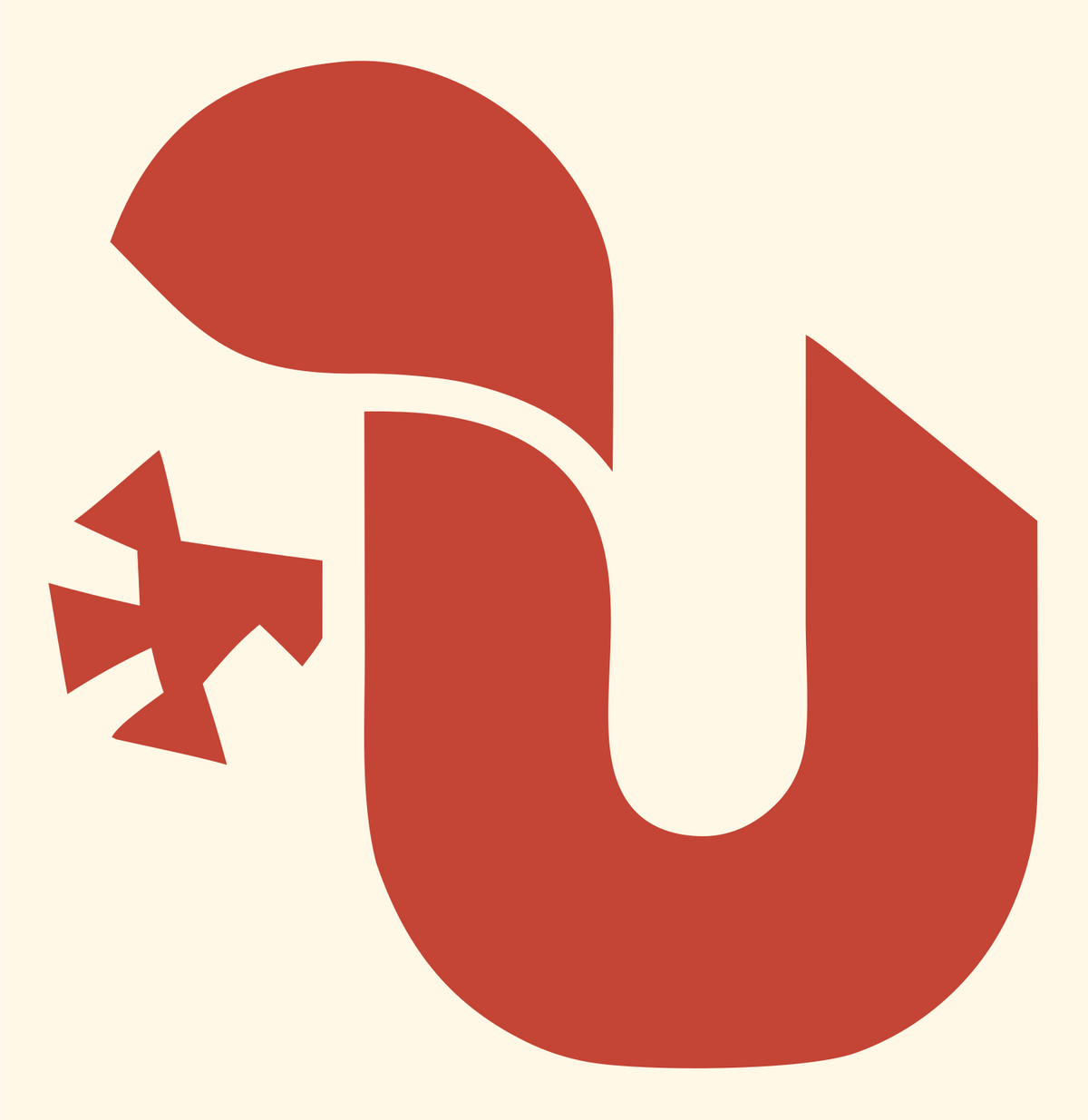 Gecko U-Shape Silhouette Logo #fff8e7/#c44536