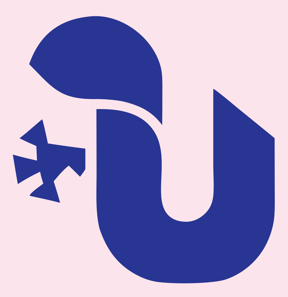 Gecko U-Shape Silhouette Logo #fce4ec/#283593