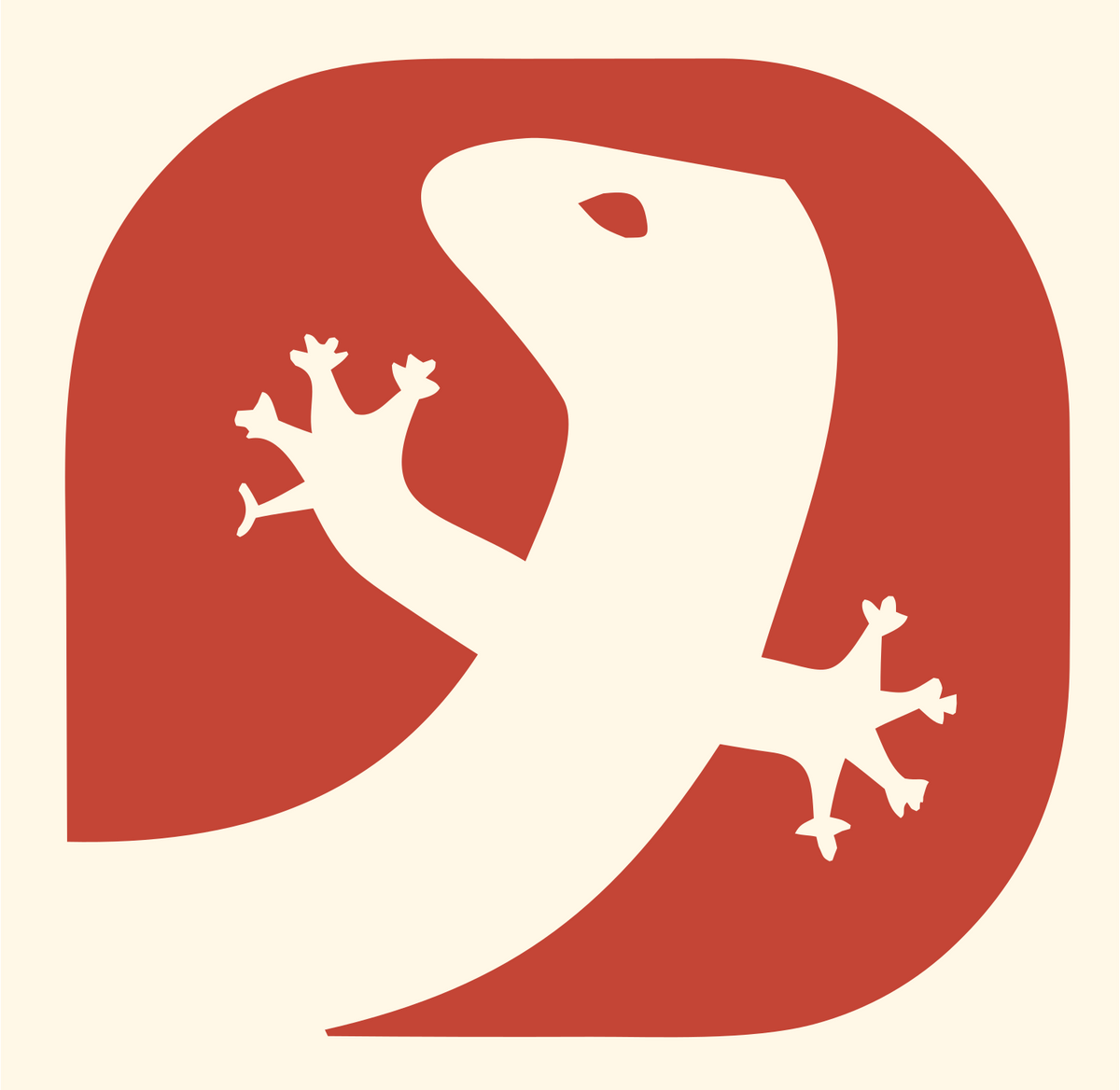 Negative Space Gecko Letter Mark #fff8e7/#c44536