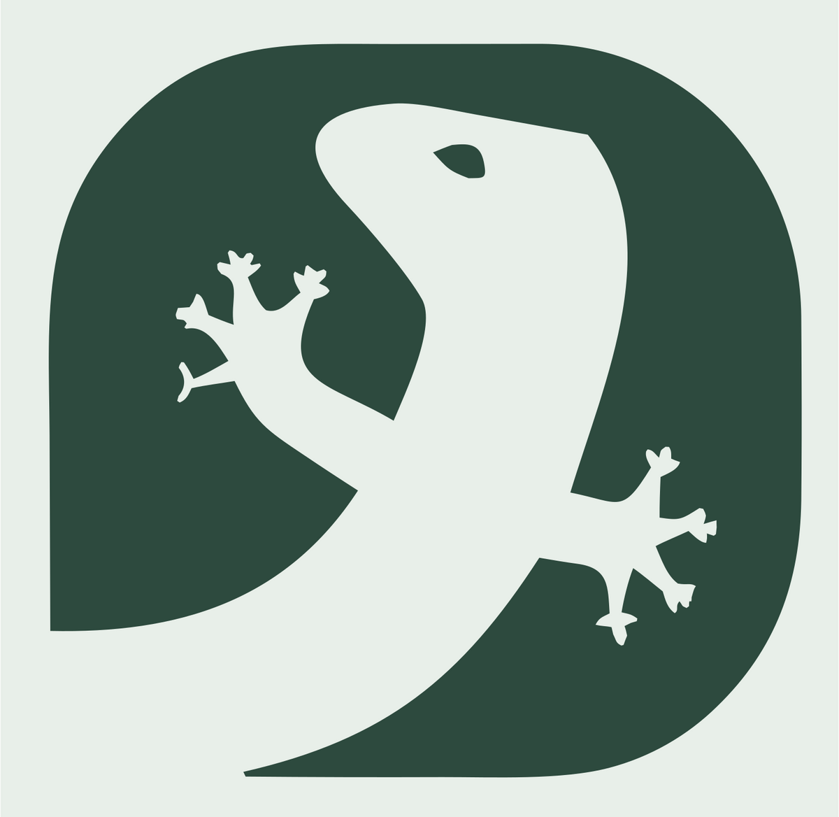Negative Space Gecko Letter Mark #e8efe9/#2d4a3e