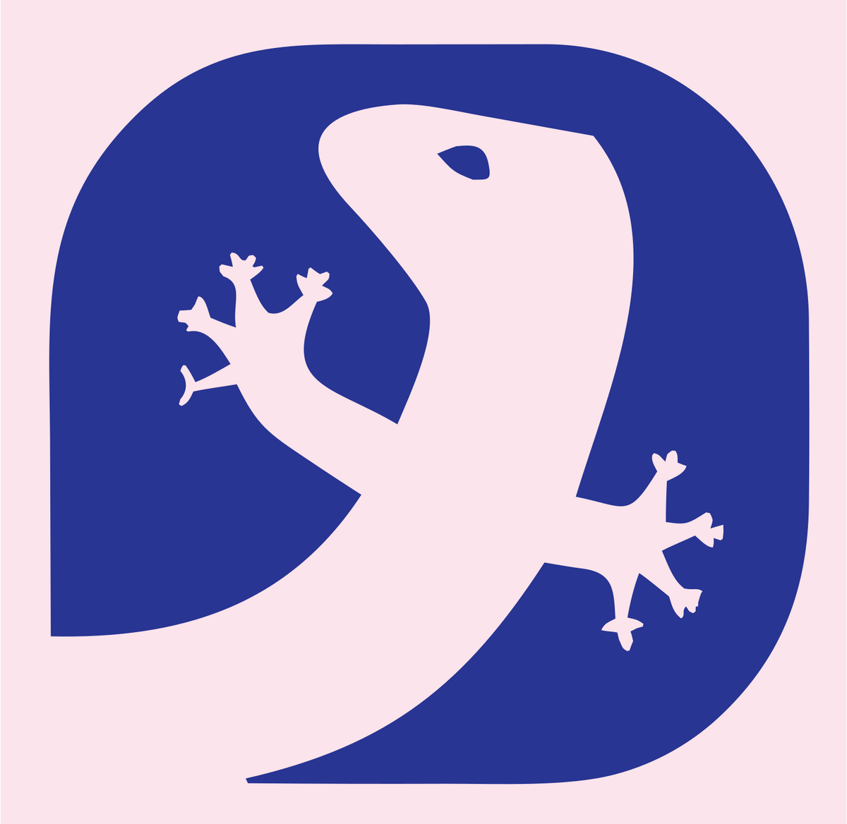 Negative Space Gecko Letter Mark #fce4ec/#283593