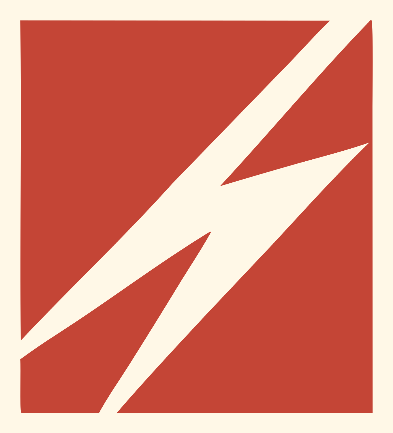 Lightning Bolt Square Badge #fff8e7/#c44536