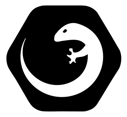 Negative Space Gecko Hexagon Badge #ffffff/#000000