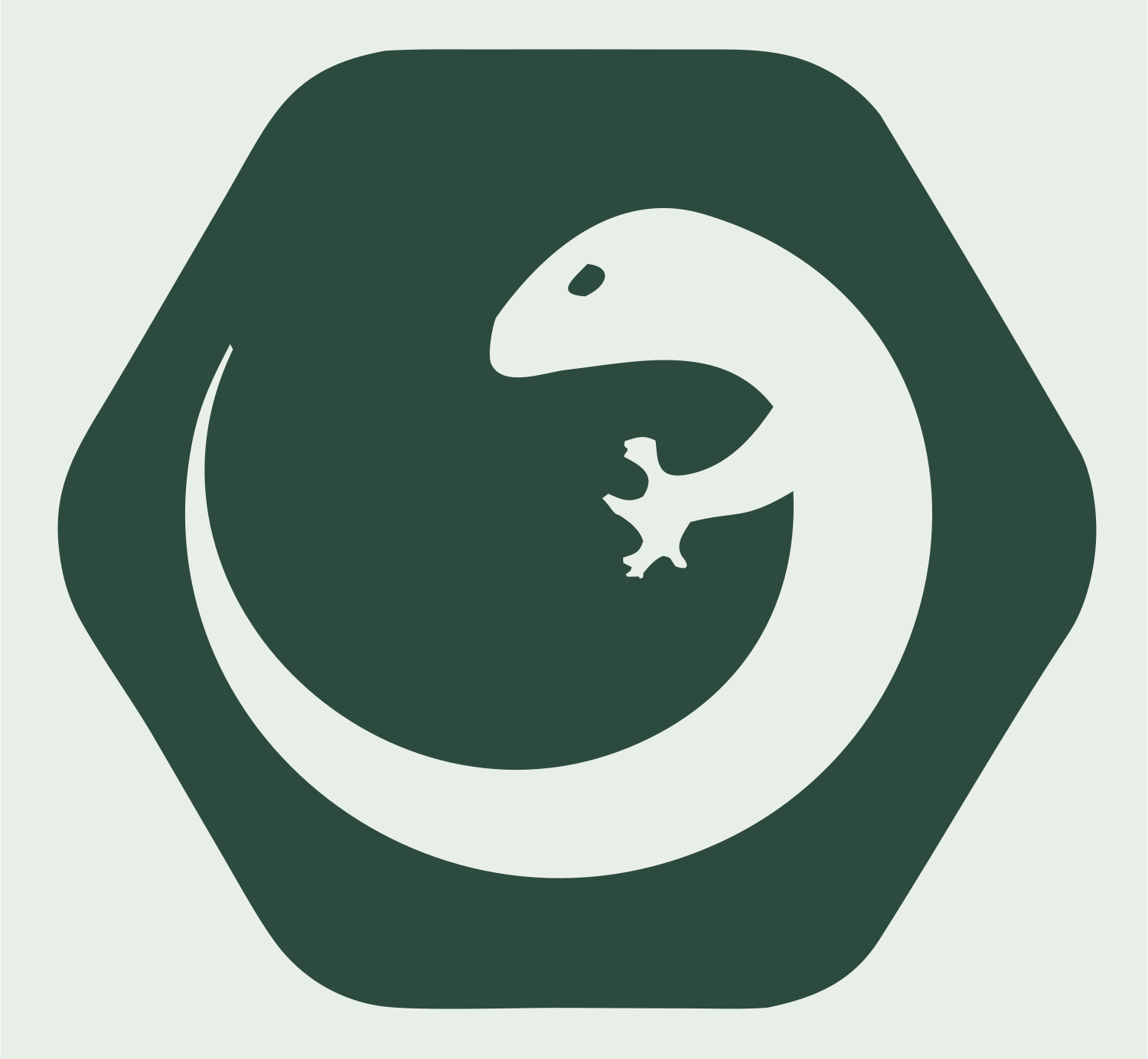Negative Space Gecko Hexagon Badge #e8efe9/#2d4a3e