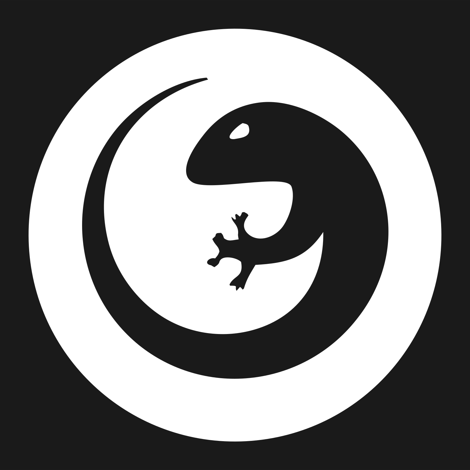 Negative Space Gecko Circle Badge #1a1a1a/#ffffff