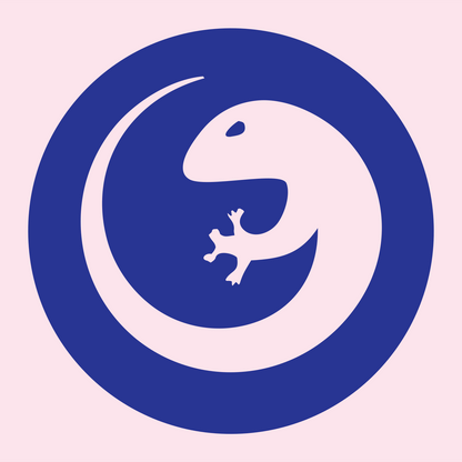 Negative Space Gecko Circle Badge #fce4ec/#283593