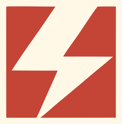 Lightning Bolt Negative Space Mark #fff8e7/#c44536