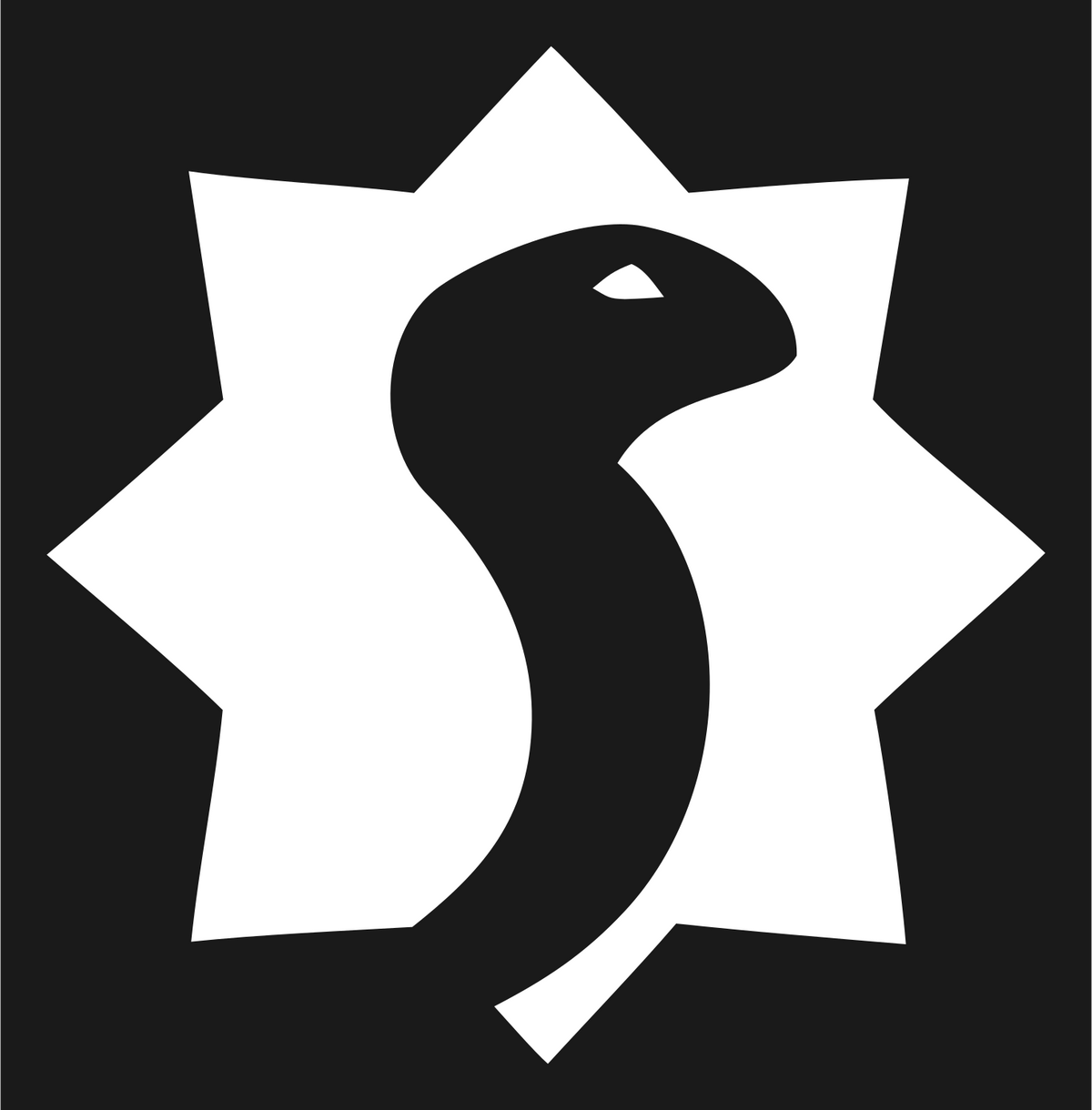 Negative Space Snake Star Badge #1a1a1a/#ffffff
