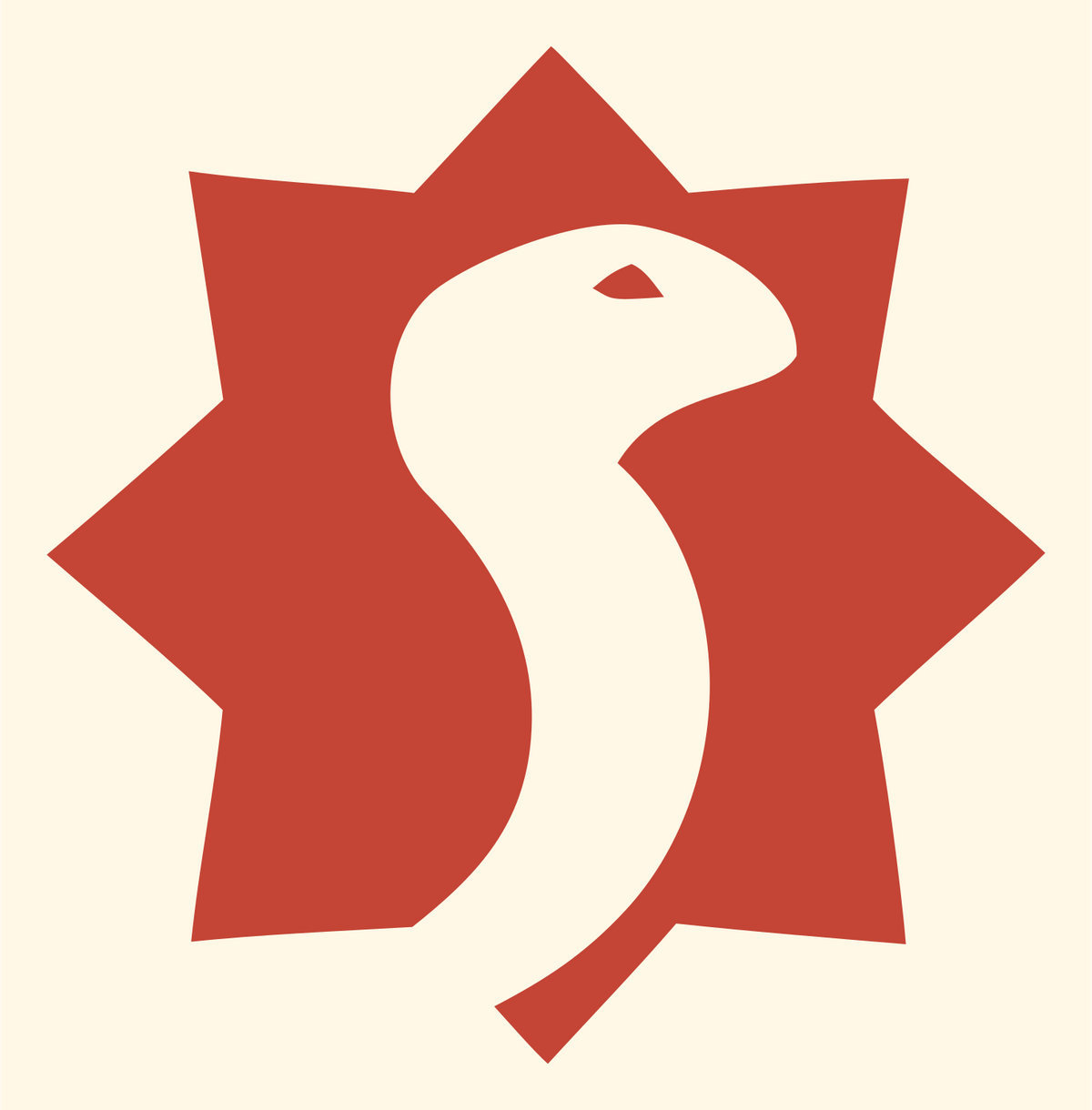 Negative Space Snake Star Badge #fff8e7/#c44536