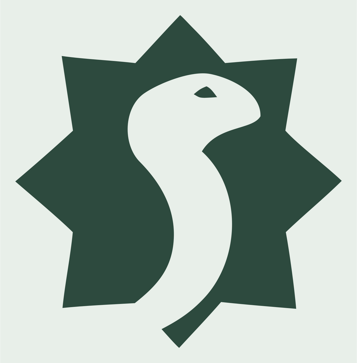 Negative Space Snake Star Badge #e8efe9/#2d4a3e