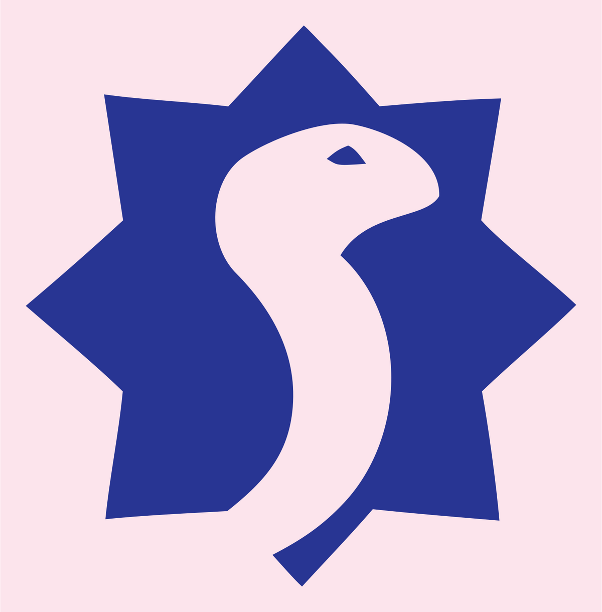 Negative Space Snake Star Badge #fce4ec/#283593