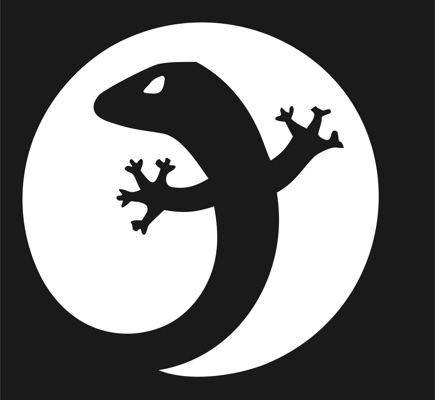 Negative Space Gecko Disk Mark #1a1a1a/#ffffff