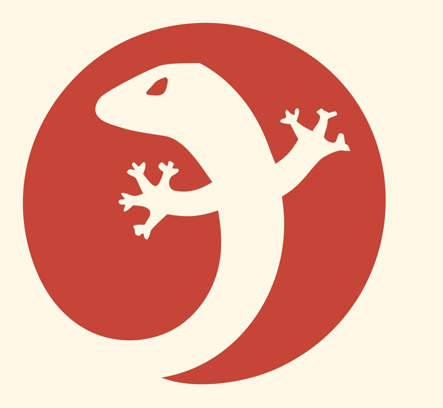 Negative Space Gecko Disk Mark #fff8e7/#c44536