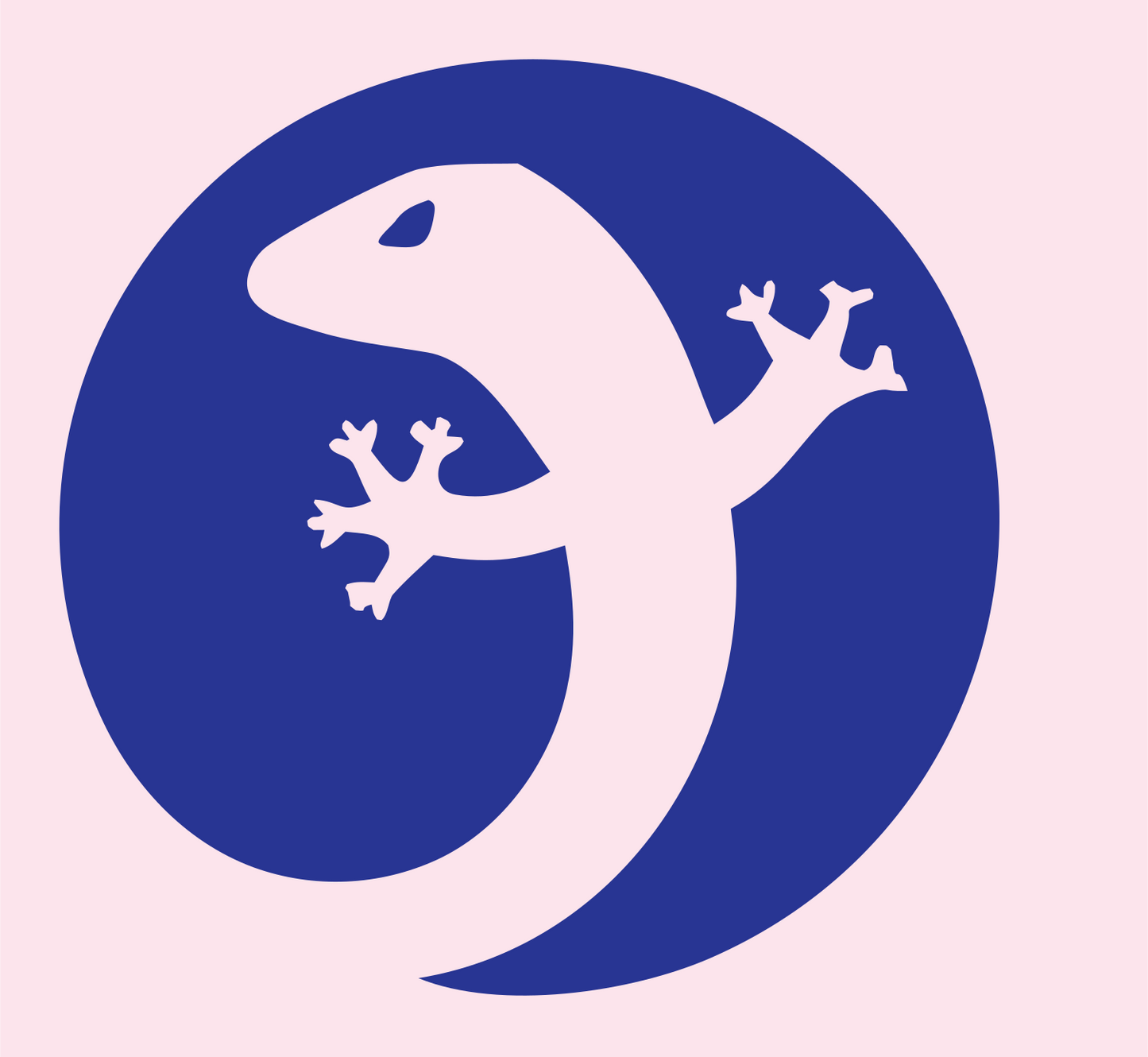 Negative Space Gecko Disk Mark #fce4ec/#283593