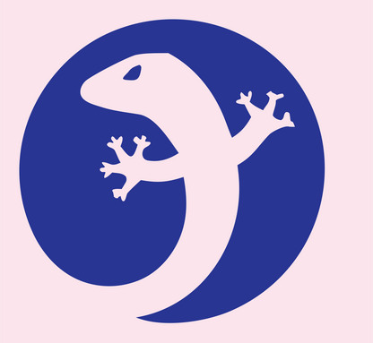Negative Space Gecko Disk Mark #fce4ec/#283593