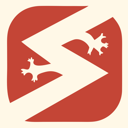 Gecko Lightning Bolt Badge #fff8e7/#c44536