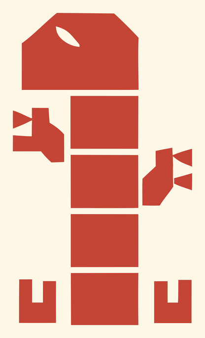 Block Gecko Robot Emblem #fff8e7/#c44536