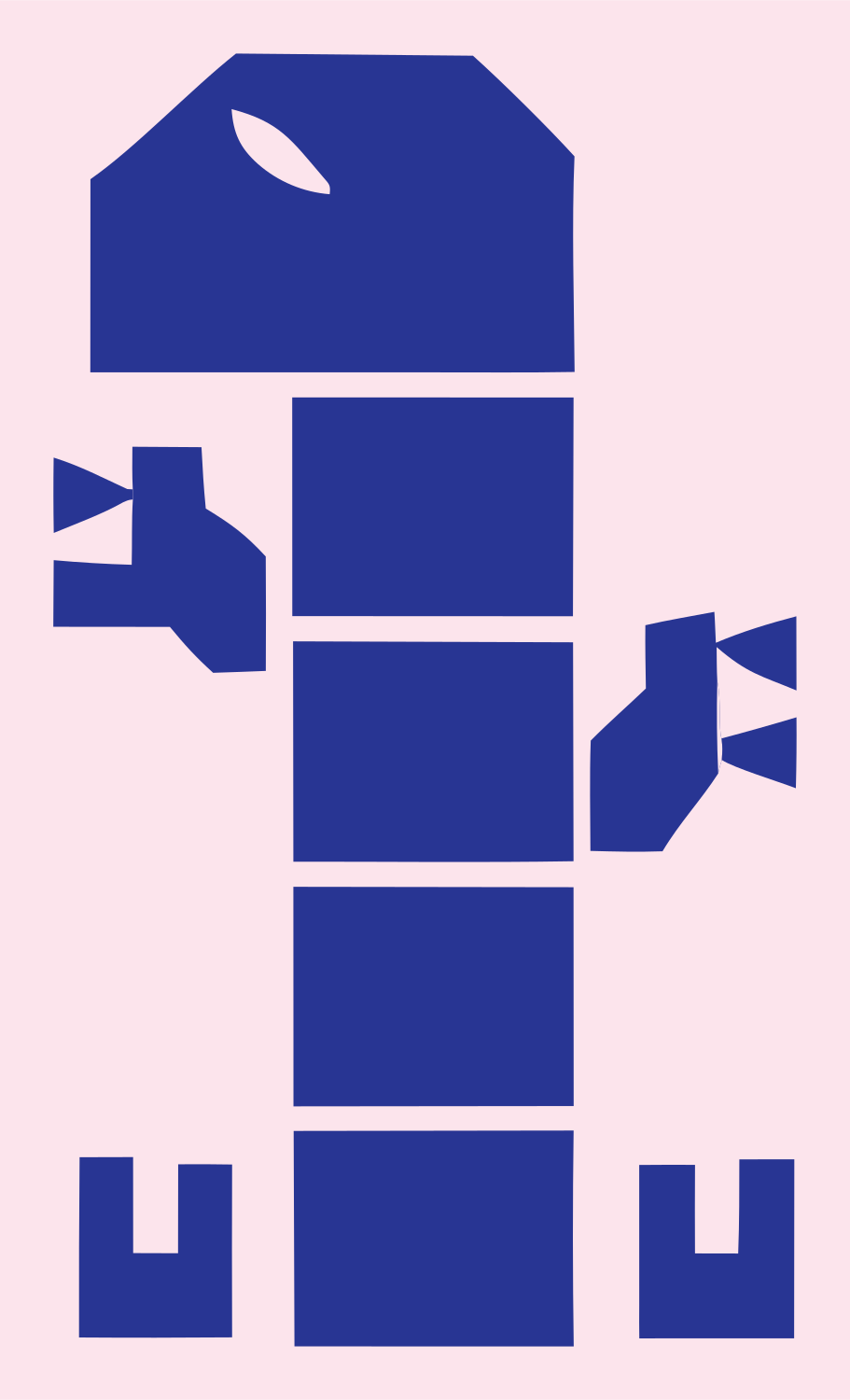 Block Gecko Robot Emblem #fce4ec/#283593
