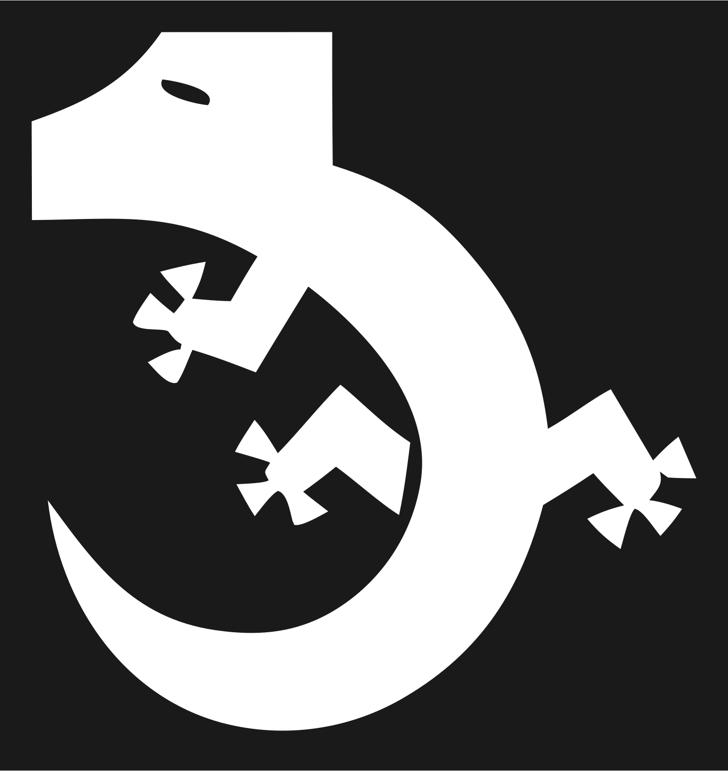 Blocky Gecko Curl Crest #1a1a1a/#ffffff