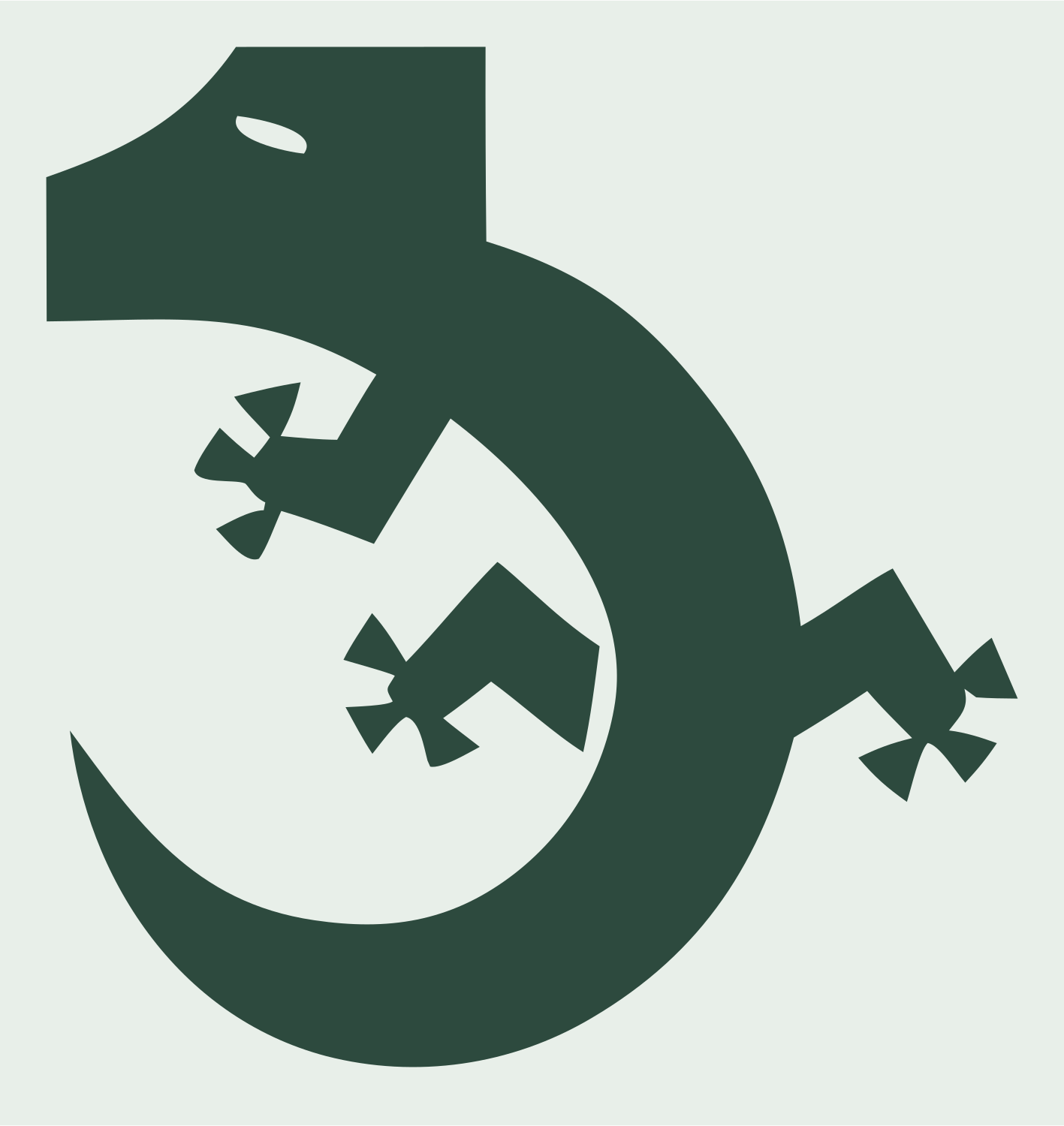 Blocky Gecko Curl Crest #e8efe9/#2d4a3e