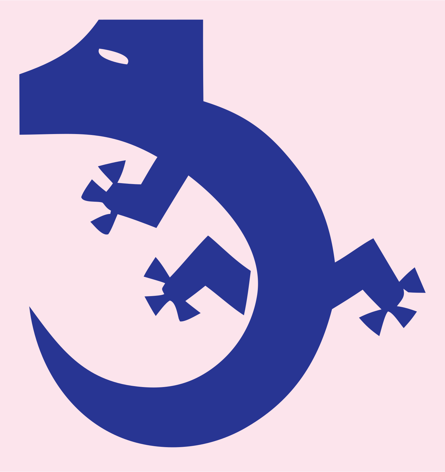 Blocky Gecko Curl Crest #fce4ec/#283593