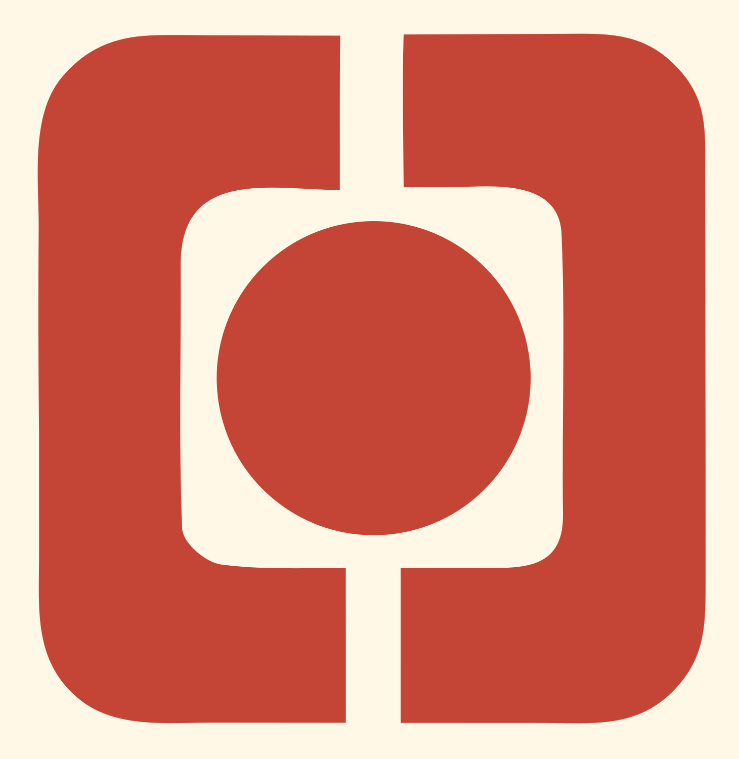 Bold Circle Square Music Emblem #fff8e7/#c44536