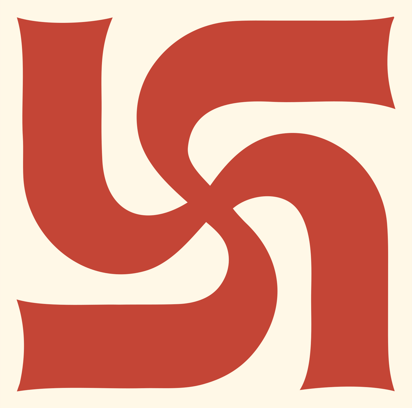 Bold Pinwheel Swirl Mark #fff8e7/#c44536