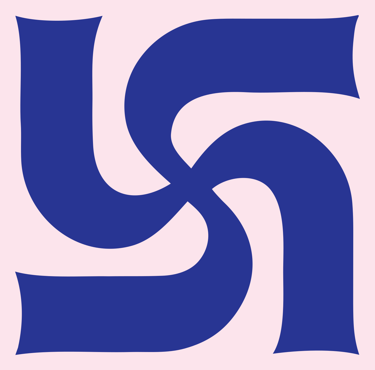 Bold Pinwheel Swirl Mark #fce4ec/#283593