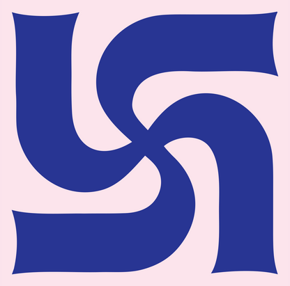 Bold Pinwheel Swirl Mark #fce4ec/#283593