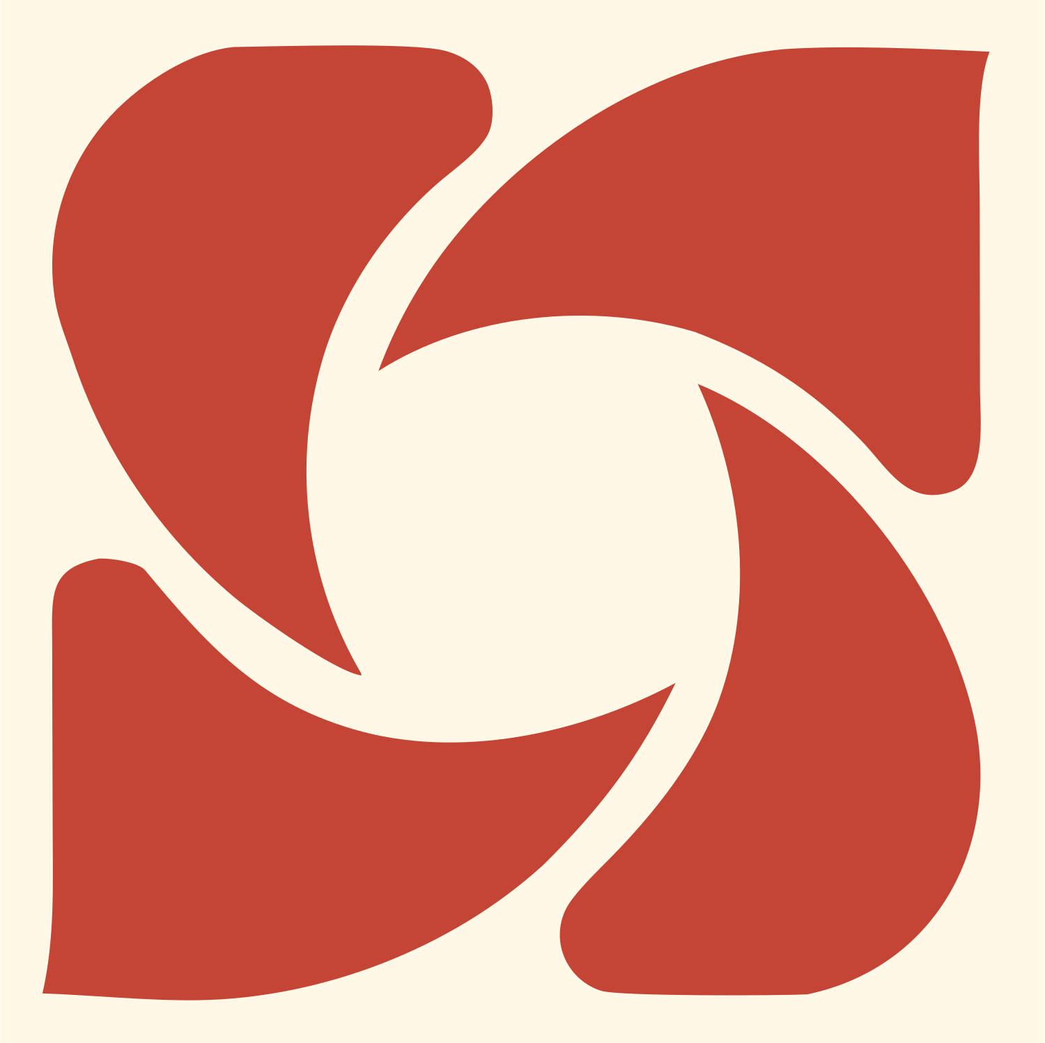Bold Rotating Shutter Logo #fff8e7/#c44536