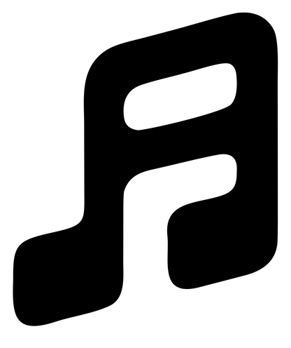 Tilted Music Note Badge #ffffff/#000000