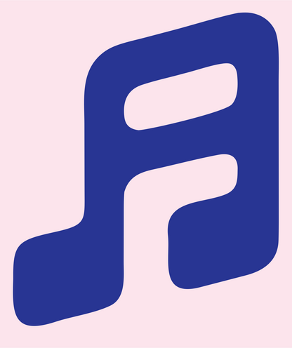 Tilted Music Note Badge #fce4ec/#283593