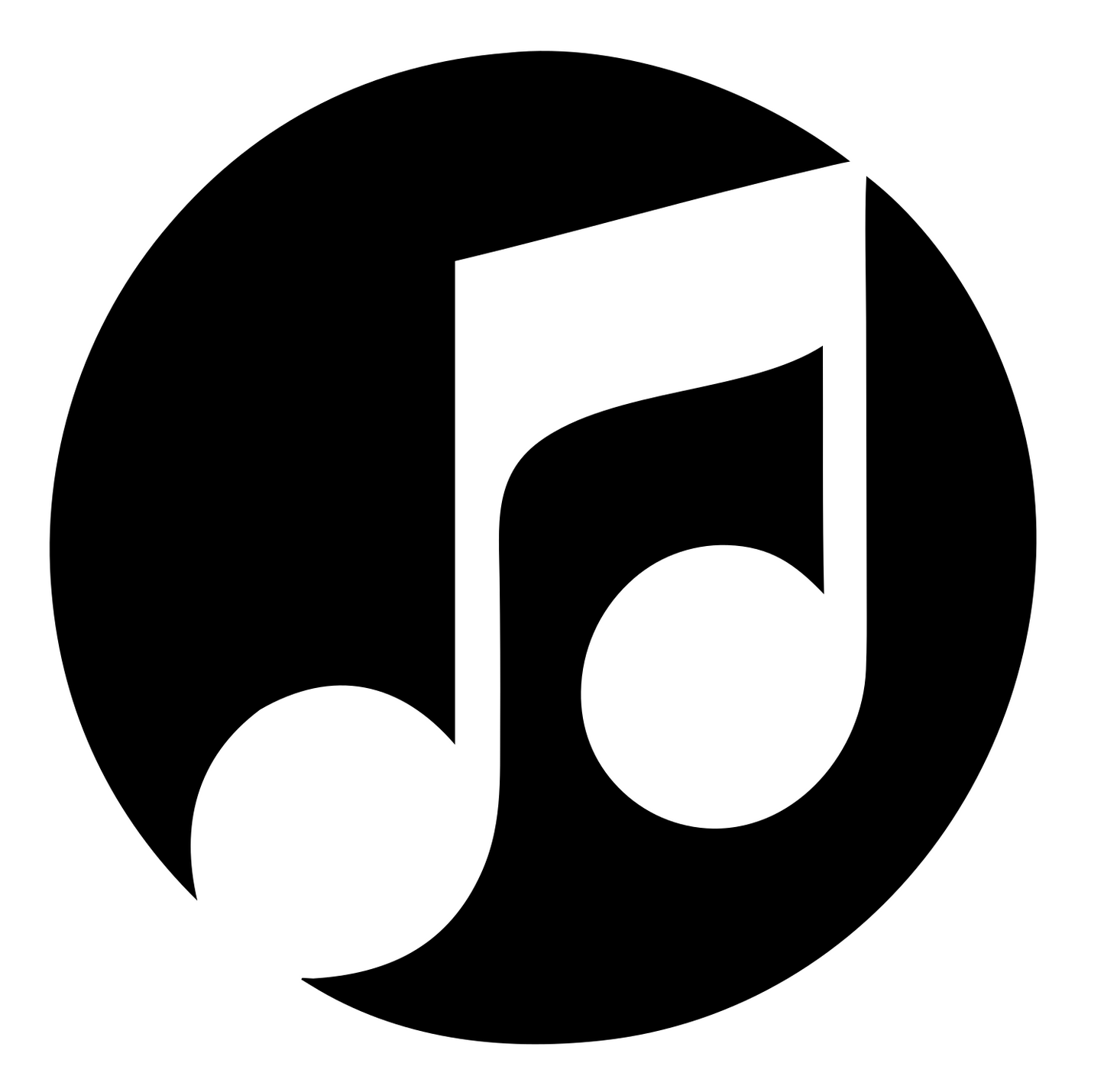 Negative Space Beamed Note Circle Logo #ffffff/#000000