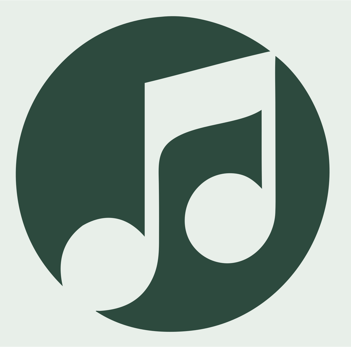 Negative Space Beamed Note Circle Logo #e8efe9/#2d4a3e