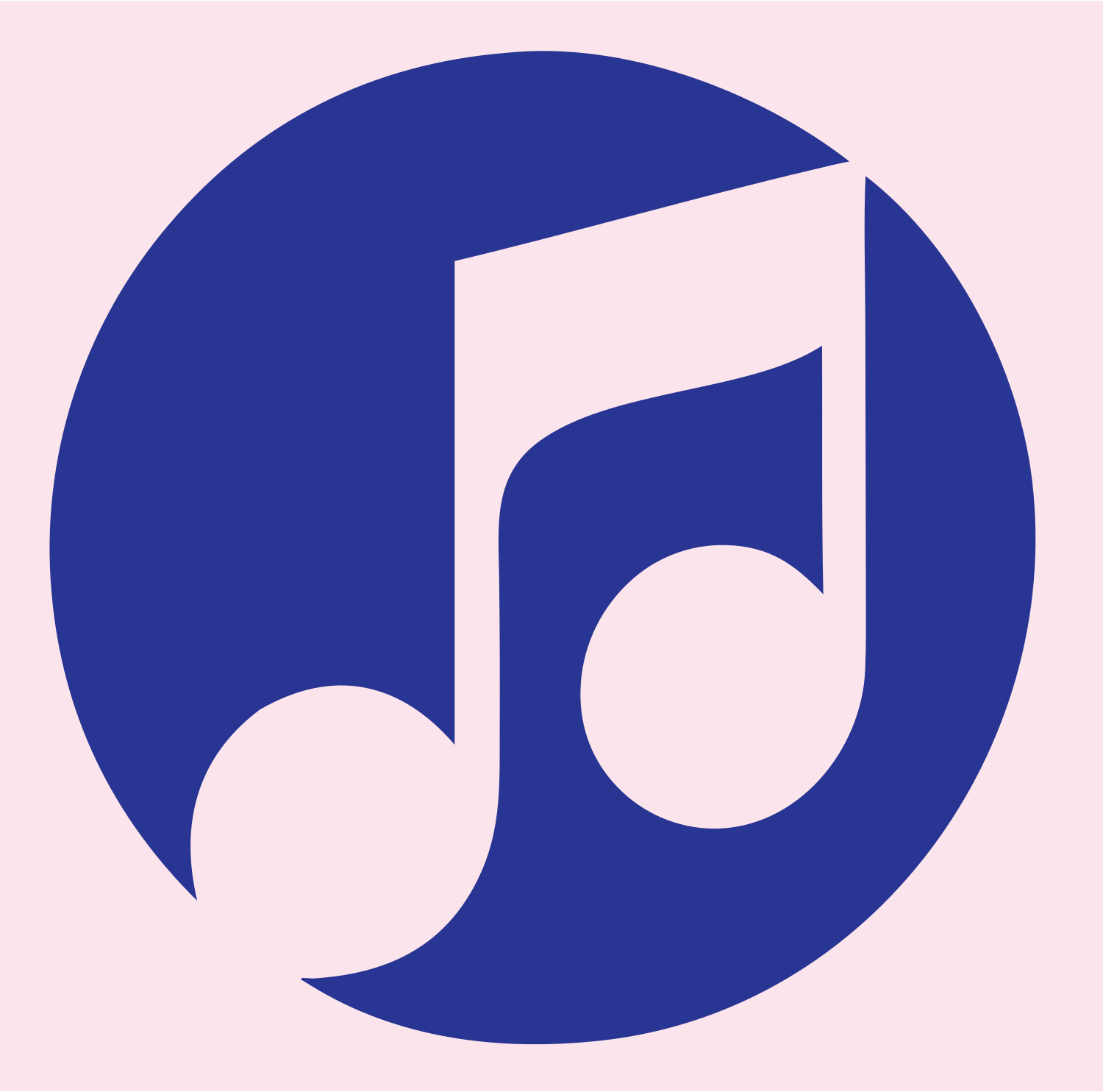 Negative Space Beamed Note Circle Logo #fce4ec/#283593