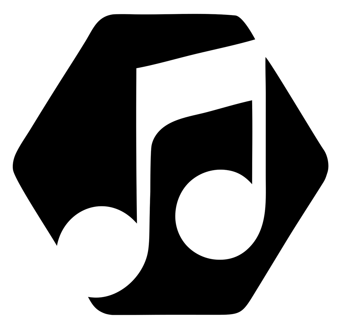 Music Note Hexagon Badge #ffffff/#000000