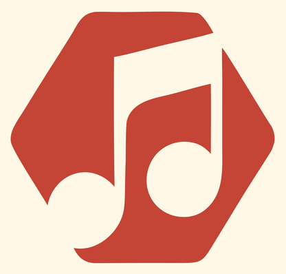Music Note Hexagon Badge #fff8e7/#c44536