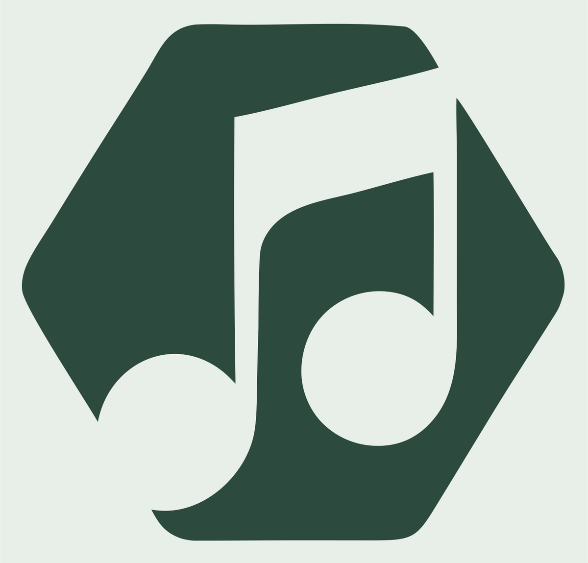 Music Note Hexagon Badge #e8efe9/#2d4a3e